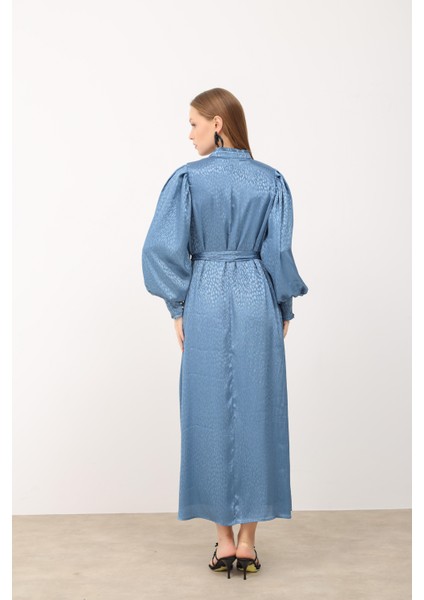Damla Desen Elbise Indigo
