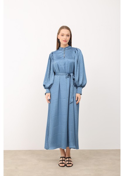 Damla Desen Elbise Indigo