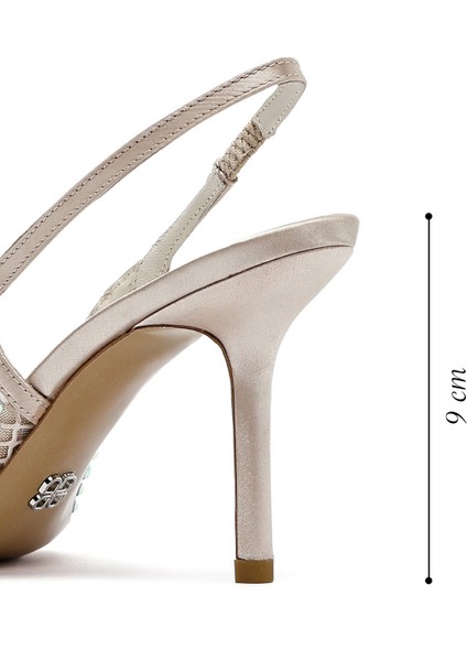 Kadın Bej Taşlı Arkası Açık Ince Topuklu Deri Ayakkabı 25SFD1210TS fiyatları