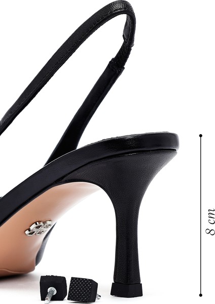 Kadın Siyah Arkası Açık Ince Topuklu Deri Ayakkabı 25SFD494318 fırsatları