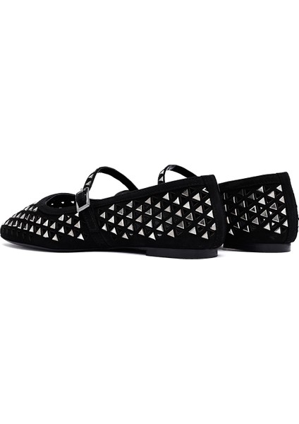 Kadın Siyah Tokalı Taşlı Deri Babet 25SFD140514 indirimleri