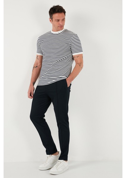 Pamuklu Çizgili Regular Fit Bisiklet Yaka T Shirt Erkek T Shirt 5903005 modelleri