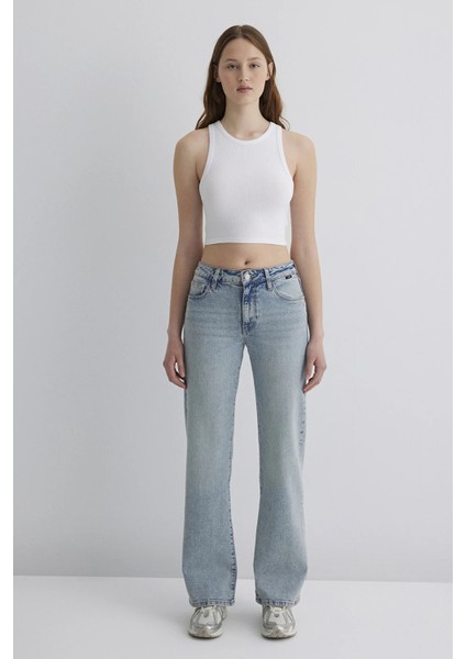 Ibiza Streç Pamuklu Straight Fit Düşük Bel Düz Paça Jeans Bayan Kot Pantolon 1010530
