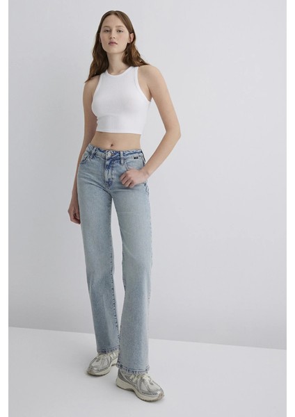 Ibiza Streç Pamuklu Straight Fit Düşük Bel Düz Paça Jeans Bayan Kot Pantolon 1010530