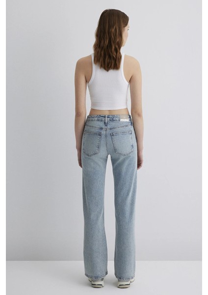 Ibiza Streç Pamuklu Straight Fit Düşük Bel Düz Paça Jeans Bayan Kot Pantolon 1010530