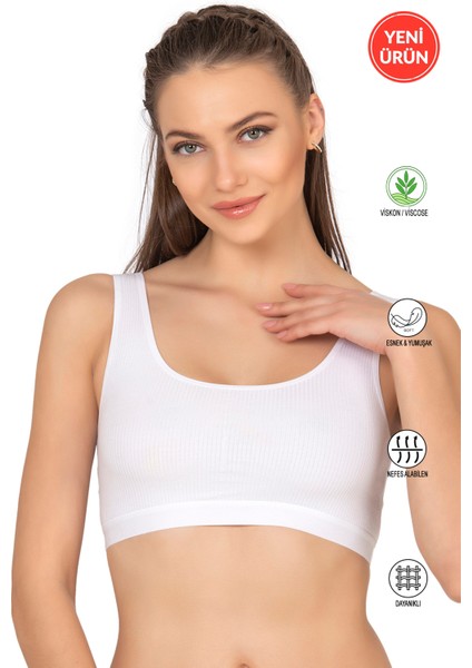 Özkan 27408 Kadın Viskon Kumaş Çıkarılabilir Pedli Balensiz Kaşkorse Kalın Askılı Sütyen Büstiyer