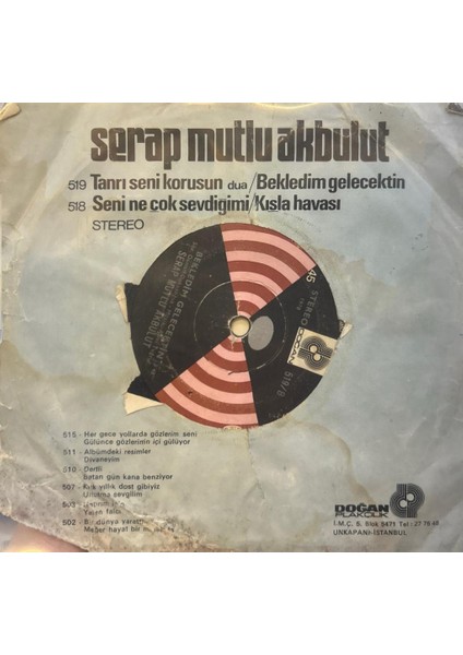 Serap Mutlu Akbulut ‎– Tanrı Seni Korusun / Bekledim Gelecektin 1978 Baskı 45LİK