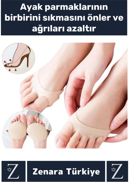Premium Gündelik Kullanım Kayma Önleyici Ter Emici Esnek Kumaş Ayak Taban Parmak Altı Desteği 2 Çif