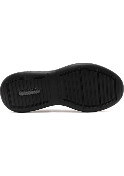 Erkek Siyah Bağcıklı Kalın Tabanlı Deri Casual Sneaker 25SFD756314