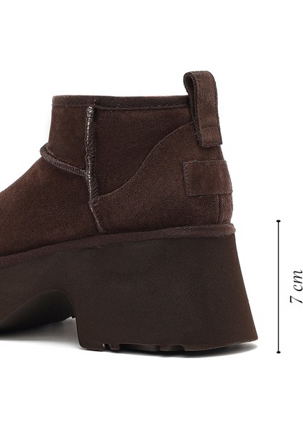 Kadın Kahverengi Kalın Tabanlı Süet Deri Teddy Bot 24WFD142910 fiyatları