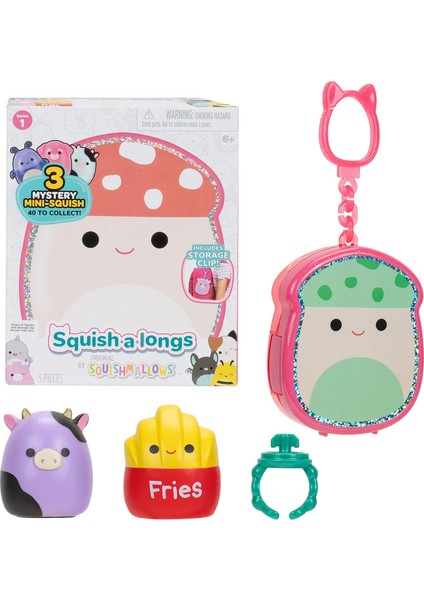 Squish-A-Longs 3 Figür + Yüzük Çantalı Sürpriz Paket Seri 1