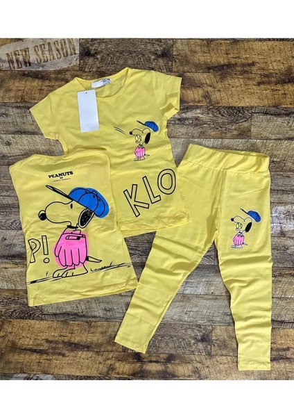 Peanut Detaylı Yazlık Kız Çocuk Taytlı Alt Üst Takım