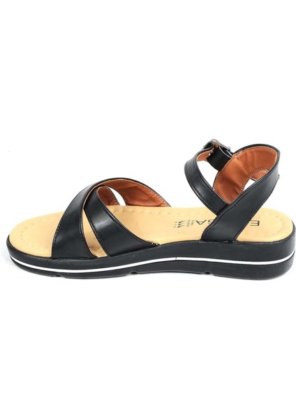 Moda Ayakkabı 5420 Siyah Kadın Günlük Düz Sandalet Ayakkabı modelleri