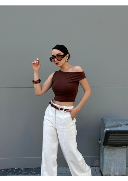 Kadın Kahve Sandy Kumaş Düşük Omuzlu Kalın Askılı Body 29127 modelleri