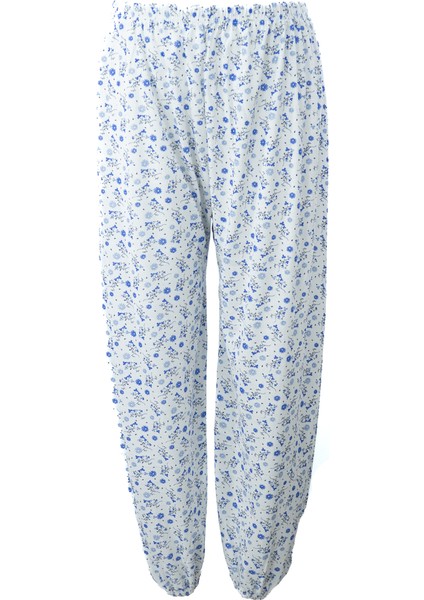 Kadın Yazlık içlik Anne Pijama Altı Lastikli Paça %100 Pamuk Çiçekli Desenli Klasik Rahat