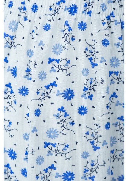 Kadın Yazlık içlik Anne Pijama Altı Lastikli Paça %100 Pamuk Çiçekli Desenli Klasik Rahat