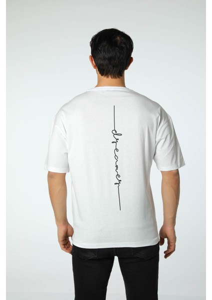 Baskılı Oversize Bisiklet Yaka T-Shirt