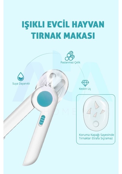 Işıklı Kedi Köpek Tırnak Makası Pet Evcil Hayvanları Için Korumalı Led'li Törpülü Tırnak Makası