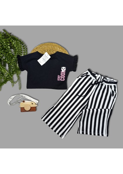 Kız Çocuk Çizgili Pantolonlu Ikili Takım