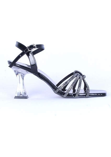 Moda Ayakkabı 531 Parlak Taşlı Şefaf 7cm Topuklu Ayakkabı