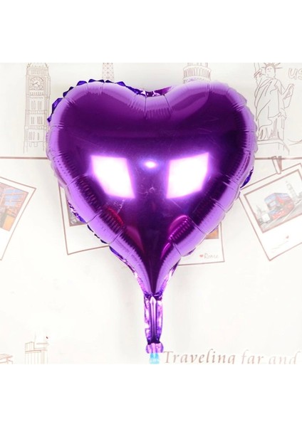 Kalp Uçan Balon Folyo Mor 80 cm 32 Inç