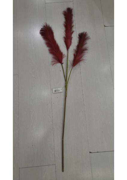 Üçlü Yapay Çiçek Tüy 100CM Roven Kırmızı Pampas Ev Dekorasyon Iplik Tel Sap Bükülebilir 1 Adet