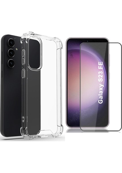 Samsung Galaxy S23 Fe Uyumlu Köşe Dolgulu Anti Shock Telefon Kılıfı ve 5d Kırılmaz Cam Ekran Koruyucu