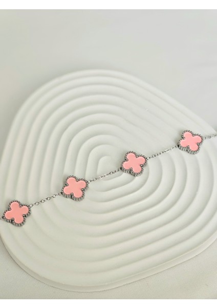 5'li Yonca Bileklik Zirkon Taşlı Altın Gümüş Renk Çelik Kararmaz Kadın Bileklik Minimalist Tasarım