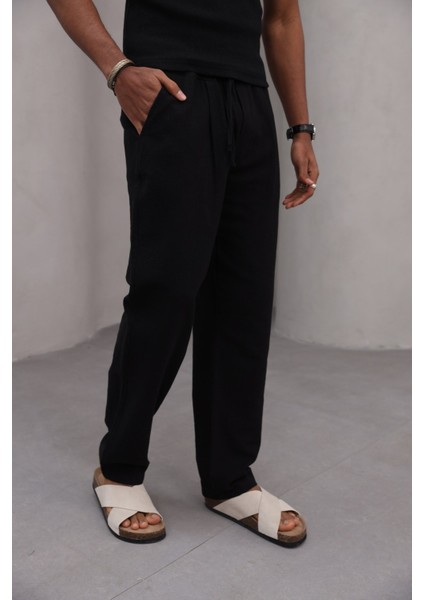 Rahat Kesim Düz Paça %100 Cotton Bağcıklı Erkek Pantolon