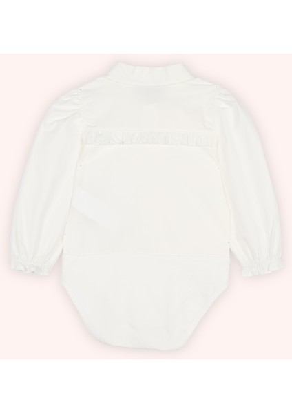 Kız Bebek Yakalı Nakış Detaylı Ekru Body Gömlek modelleri