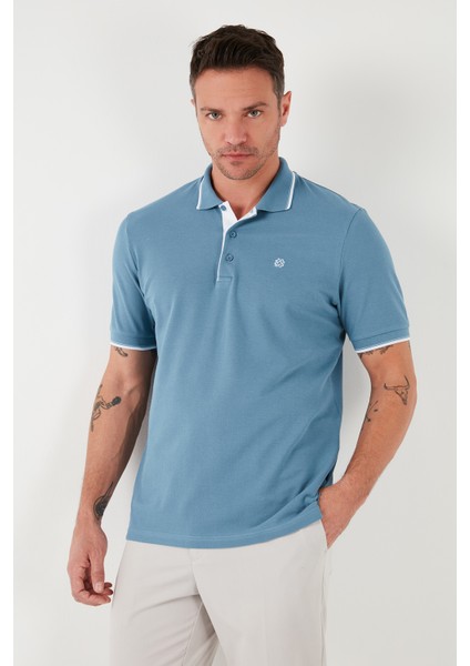 Pamuklu Slim Fit Şerit Detaylı Düğmeli Polo Yaka 4'lü Paket T Shirt Erkek T Shirt 5902118S4