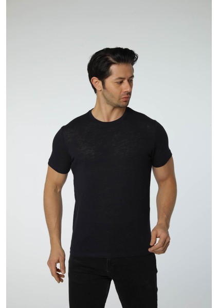 Keten Bisiklet Yaka T-Shirt