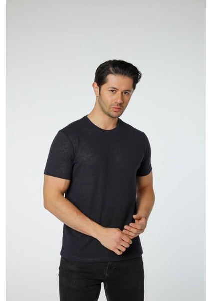 Keten Bisiklet Yaka T-Shirt