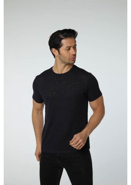 Keten Bisiklet Yaka T-Shirt