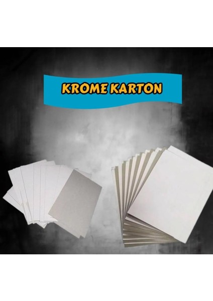 A5 Krome Karton Kağıt 50 Adet 21X14,8 cm Ambalaj Kağıdı Önü Beyaz Arkası Gri 230 Gr.