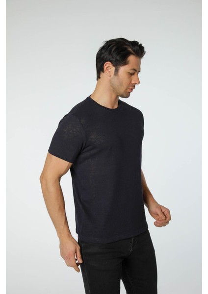 Keten Bisiklet Yaka T-Shirt