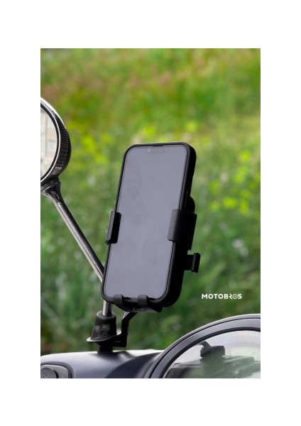 Bisiklet Scooter Motor Tutucu Otomatik Motorsiklet Ayna Bağlantılı Telefon Tutucu
