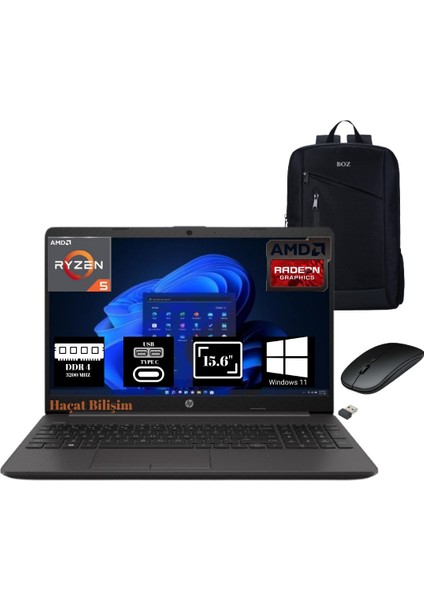 255 G9 Amd Ryzen 5 5625U 24 GB Ram 2 Tb SSD 15.6" Fhd Windows 11 Pro Taşınabilir Bilgisayar + Boz Çanta + Mouse