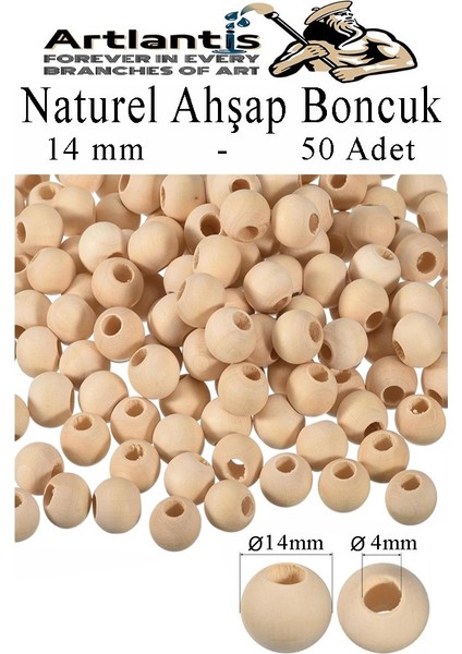 Naturel Ahşap Boncuk 14MM 50 Li 1 Paket Ham Boyanabilir Ahşap Yuvarlak Doğal Boncuklar Takı Tasarım Ektinlik Kreş Okul