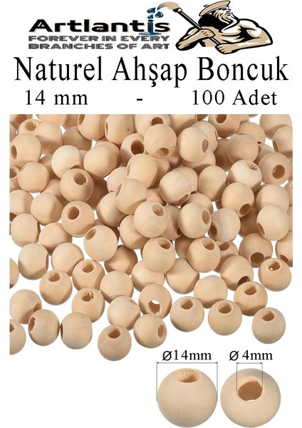 Naturel Ahşap Boncuk 14MM 100 Lü 1 Paket Ham Boyanabilir Ahşap Yuvarlak Doğal Boncuklar Takı Tasarım Ektinlik Kreş Okul