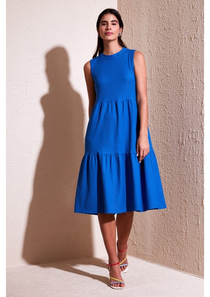 Regular Fit Kolsuz Midi Elbise Bayan Elbise 5869008