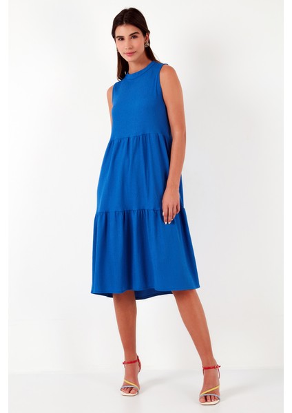 Regular Fit Kolsuz Midi Elbise Bayan Elbise 5869008