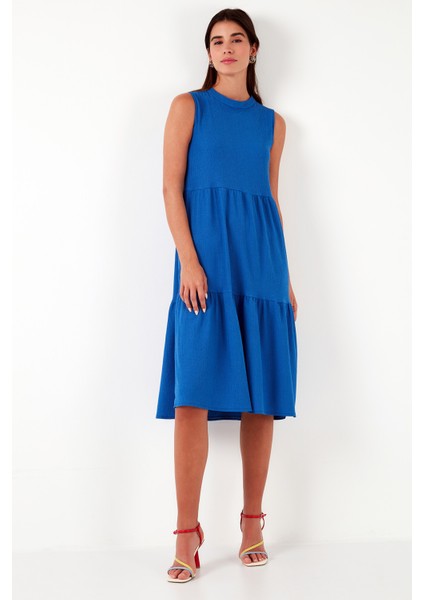 Regular Fit Kolsuz Midi Elbise Bayan Elbise 5869008