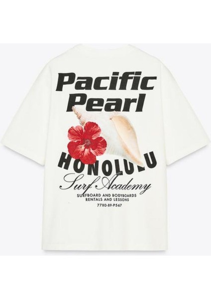 Pasific Pearl Honolulu Baskılı %100 Pamuk Tişört Kadın modelleri