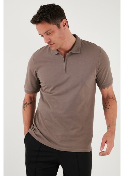 Pamuklu Regular Fit Yarım Fermuarlı Polo Yaka T Shirt Erkek Polo Yaka T Shirt 5903008 modelleri