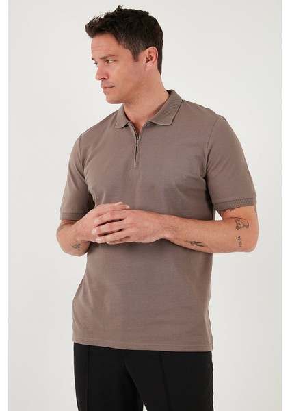 Pamuklu Regular Fit Yarım Fermuarlı Polo Yaka T Shirt Erkek Polo Yaka T Shirt 5903008 fırsatları