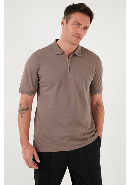 Pamuklu Regular Fit Yarım Fermuarlı Polo Yaka T Shirt Erkek Polo Yaka T Shirt 5903008 indirimleri