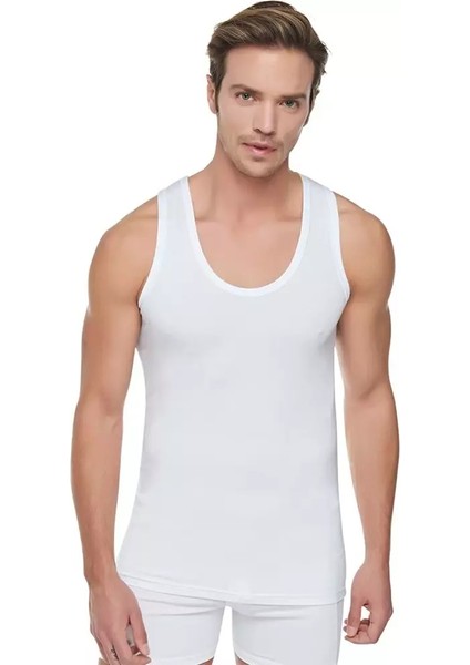 Erkek Ribana Askılı Atlet 2'li Paket Beyaz Beden 6 ( 2XL )