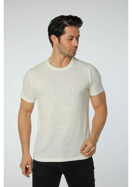 Keten Bisiklet Yaka T-Shirt