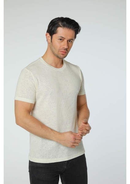 Keten Bisiklet Yaka T-Shirt